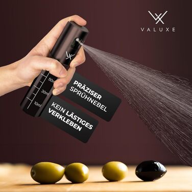 Розпилювач для олії та оцту VALUXE® з УФ-захистом, скляний, нержавіюча сталь, 100 мл (шоколадно-коричневий) - для оливкової олії, кухонний розпилювач