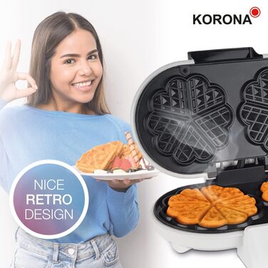 Вафельниця Korona Party 41020: автоматична, 1000 Вт, діаметр 18 см, червона