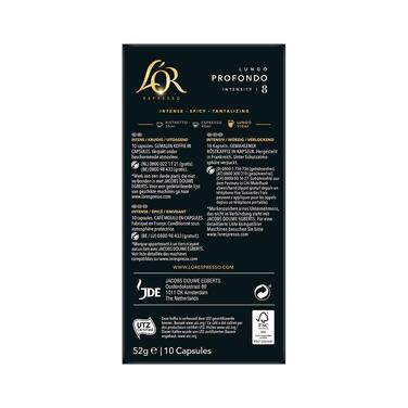 Кавові капсули L'OR Lungo Profondo, сумісні з Nespresso, 100 шт (10 упаковок по 10 капсул)