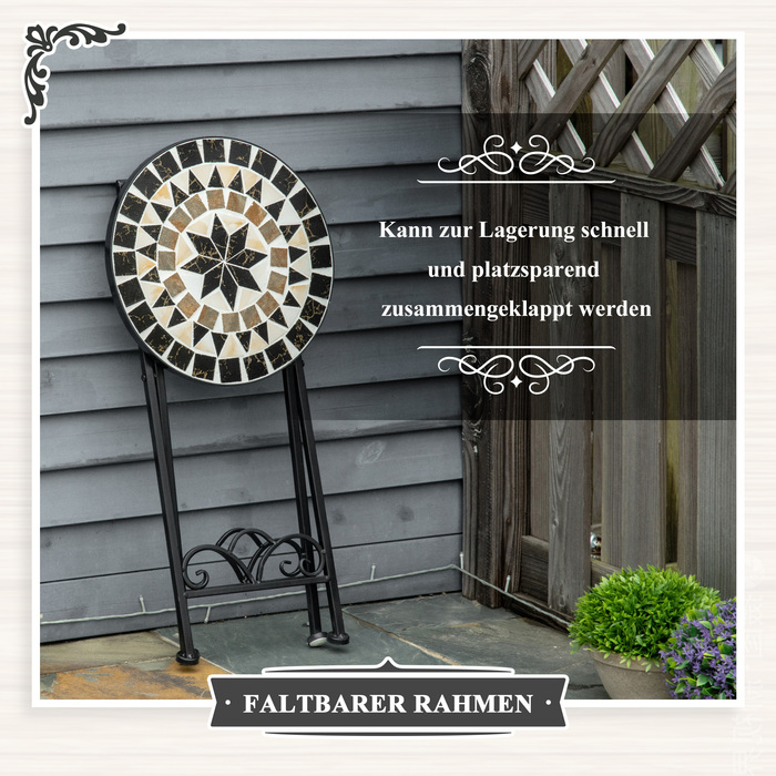 Підставка для рослин Outsunny складна кругла Ø36x67cm з каменю мозаїки для балкона, саду, всередині та зовні, багатокольорова