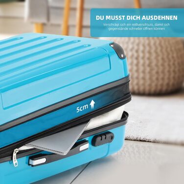 Набір валіз Beibye 3шт, жорсткий корпус, туркіс (блакитний)