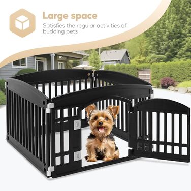 Клітка-манеж для собак Deluxe, 61 см, 4 панелі, чорний пластик. Зручна, складана, з дверцятами. Підходить для цуценят та маленьких собак.