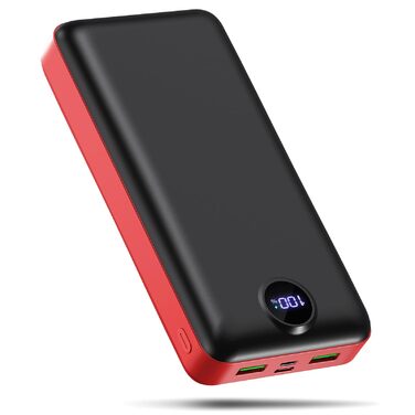 Power Bank 50000mAh з 3 кабелями, швидка зарядка 22.5W, USB-C, LED дисплей, чорний