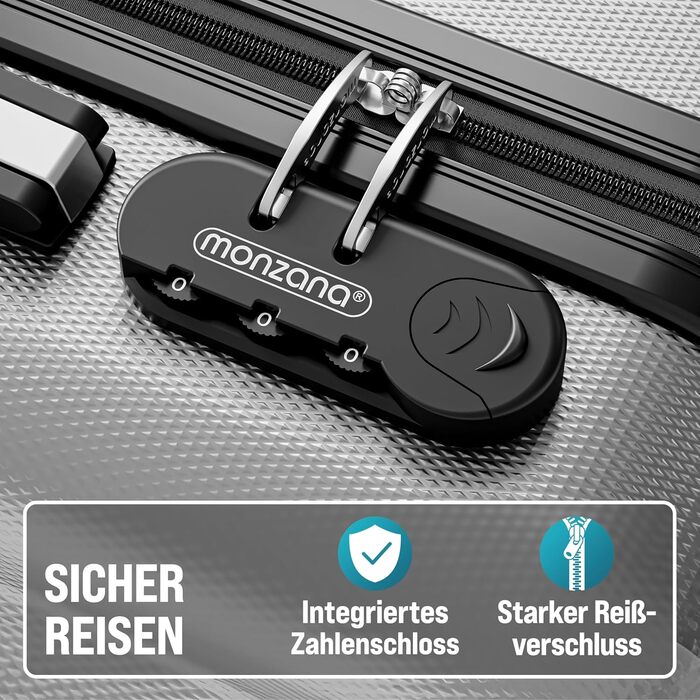 Набір валіз Monzana® 3шт (зелений) M-L-XL з замком, органайзером та вагами - зручні ручки, подвійні колеса, підставка, тріліон, дорожній валіз, валіза з жорстким корпусом, набір валіз, тріліонний набір (срібло)