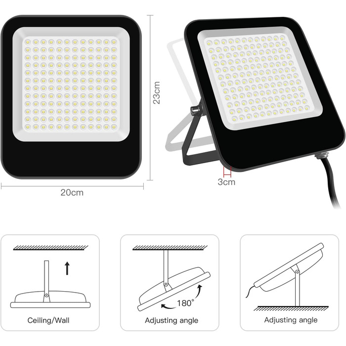 LED Floodlight Outdoor Warm White 3000K, Super Bright LED Floodlight 20000LM LED Spot Light Floodlight IP65 Waterproof Outdoor Security Light for Backyard, Driveway, Garage, Hallway, Garden (Warm White, 50W)
