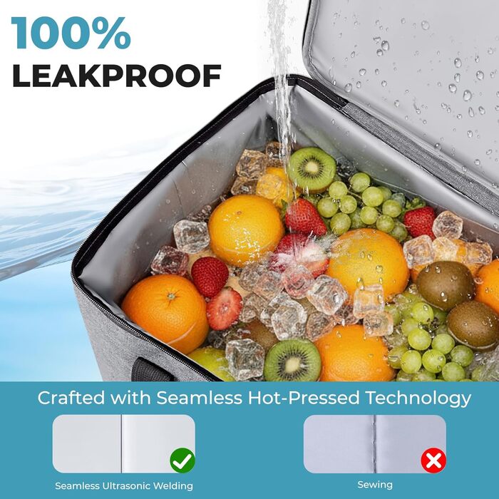 Сумка-холодильник INSMEER 50 л, велика, розкладні, для 80 банок, з відкривачем, для пікніків, кемпінгу, пляжу, сімейних поїздок на 4 особи (темно-сірий)