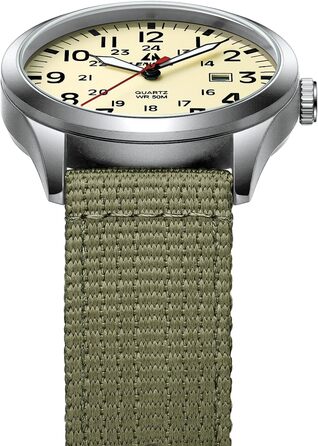 Годинник чоловічий LN LENQIN Military 30M водонепроникні, аналогові кварцові годинники з датою, нейлоновий ремінь, тактичний спортивний годинник (06- світло-зелений сріблястий жовтий)