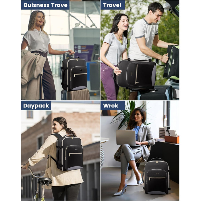 LOVEVOOK Рюкзак для ручної поклажі, 40L, для подорожей, ділових поїздок, вихідних, для ноутбука 17