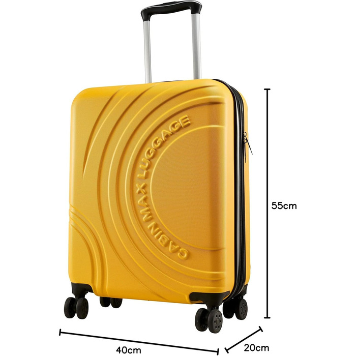 Ручний багаж Cabin Max Anode – валіза, жорсткий корпус, 4 колеса, кодовий замок (55x40x20 см, жовтий)