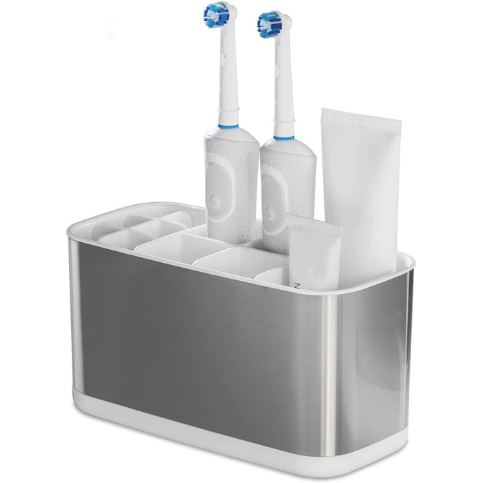 Stainless Steel Toothbrush Holder, Bathroom Electric Toothbrush Holder Organizer, Toothbrush Holder with Non-Slip Bottom, 4 Toothbrush Compartments, Removable for Easy Cleaning (Large)