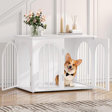 Сучасна переносна собача будка-стіл Hzuaneri DFC85101B, 80x56x61 см, 3 двері, для дому