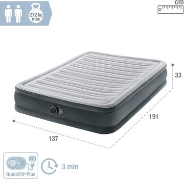 Надувний матрац Intex Full Comfort-Plush Fiber-Tech RP 137x191x33 см (67768ND) - двоспальний, флокований