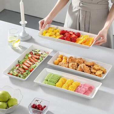 MALACASA Набір сервірувальних тарілок з порцеляни, 4 шт., 30 x 18 см, білий