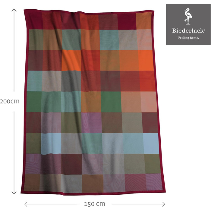 Biederlack® Fluffy Snuggle Blanket Pure Cotton Check I Made in Germany I Öko-Tex Made in Green I Colorful Throw Blanket made of 100% Cotton I Couch Blanket 150x200 cm I sustainably produced