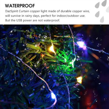 Льодосвітна завіса 3Mx3M з 300 LED, USB, 8 режимів, пульт, таймер, вологостійка, для декору вечірок, свят, спальні (біла, кольорова)