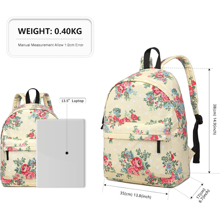 Жіночий рюкзак KONO: стильний рюкзак-сумка для підлітка, дівчини, на кожен день, для школи, роботи, подорожей (бежевий)