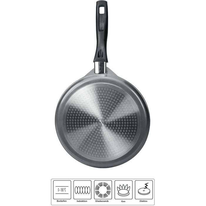 STONELINE Back to Nature Crepe Pan Induction 25 cm, Omelette pan coated with real stone particles, Pancake/Pancake pan non-stick, Fat-free frying, All stovetops, (Grey)