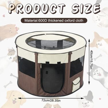 Складаний вольєр для цуценят, 70x70x40 см - вольєр для собак, для дому, водовідштовхуючий, Oxford