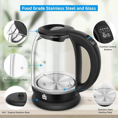 ForMe Stainless Steel Kettle 1.7 L with Temperature Setting, Temperature Selection 40-100°C | LED Digital Temperature Display | Adjustable Kettle | Teapot, Kettle, Keep-Warm Function | BPA Free (Without Tea Strainer 227)