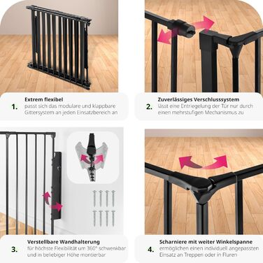 Захисне ґратка для каміну Tectake® з дверцятами, 290 см, чорний. Металевий захист від вогню, відбійник, сітка для тварин, огорожа для дітей.