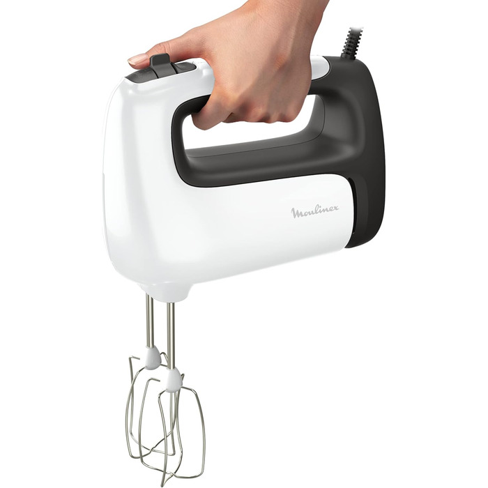 Електричний міксер Moulinex Prep'Mix+ HM460110, 500 Вт, 5 швидкостей, турборежим, 2 вінчики та 2 гаки для тіста з нержавіючої сталі