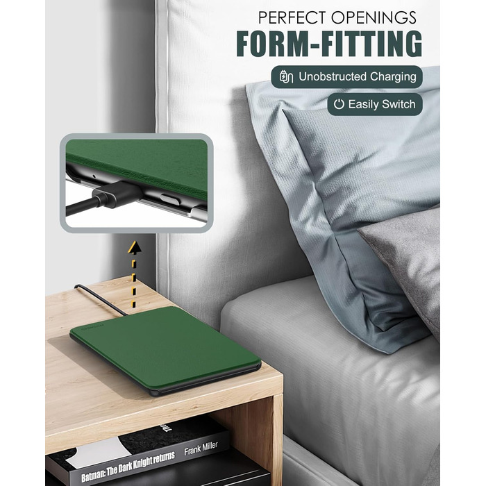 Чохол MoKo для Kindle Paperwhite 2024 (12-го покоління) та Kindle Colorsoft Signature Edition 2024, легкий з авто-ввімкненням/вимиканням, джинсовий зелений (Lotusblatt Grün)