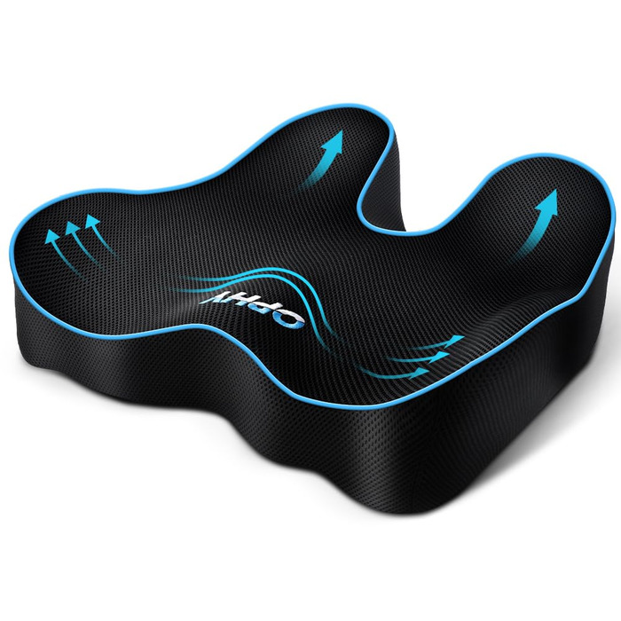 Подушка для сидіння Ophy для авто та офісного крісла з піною Memory Foam, знімною обкладинкою, чорна