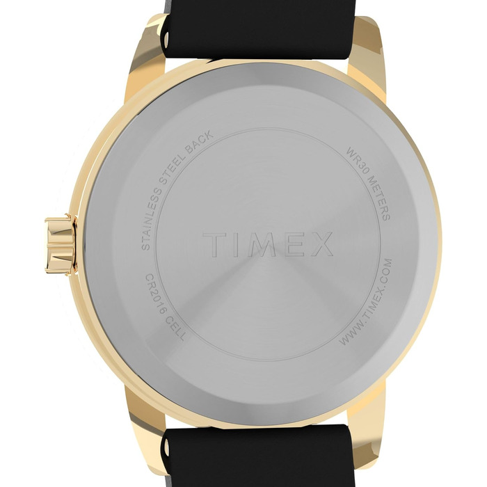 Жіночий наручний годинник Timex Easy Reader, 25 мм, шкіряний ремінець чорного кольору, золотистий корпус