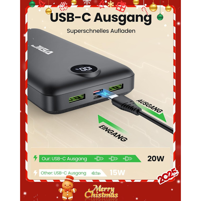 Power Bank 27000mAh з швидкою зарядкою 22.5W та PD20W, USB-C, для iPhone, Huawei, Samsung