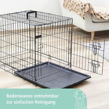 Кірбл Pet Gittertransportbox - переносна клітка для собак, чорна, метал, 63x48x57 см, з висувною пластиковою підставкою