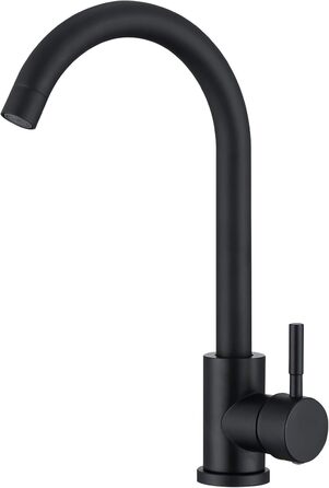 Кран кухонний HOMELODY чорного кольору, 360° поворотний, з високим виливом, з нержавіючої сталі, одноlever, G3/8 з'єднання