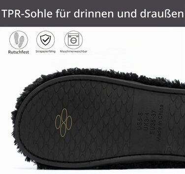 Жіночі домашні капці GOEWY з ефектом пам'яті (Memory Foam) — м'які відкриті тапочки з антиковзаючою підошвою для дому та вулиці, чорні, розмір 36/37 EU