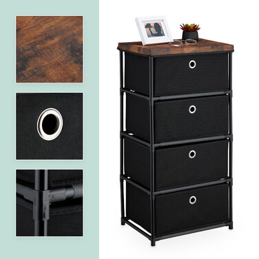 Relaxdays Chest of Drawers with Wood-Look and Fabric Drawers
