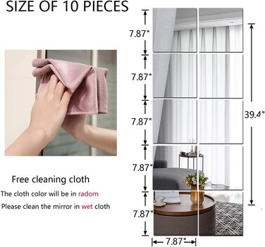 Дзеркало настінне повноекранне, акрилове, без рами, 40 x 100 см. Ідеально для дому, фітнесу та танців