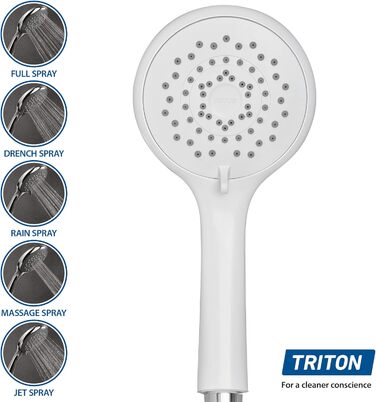 Душова лійка Triton, 5 режимів, біла