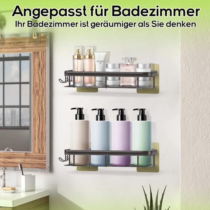 Поличка для душу Dealswin без свердління, 2 шт. - органайзер для ванної кімнати, полиця для зберігання та організації з великою місткістю, тримач для шампуню для душу та ванної кімнати (сірий)