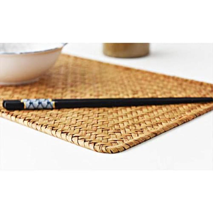Set of 6, Rectangular Placemats made of Natural Seagrass, 43 x 30 cm, Woven Rattan Placemats for the Dining Table