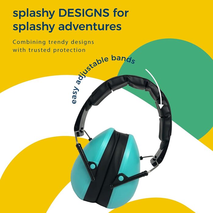 Банд захист для вух для дівчаток та хлопчиків від 2 років - навушники для шумозахисту та зменшення шуму - м'які та регульовані - Лагуна Блакитний