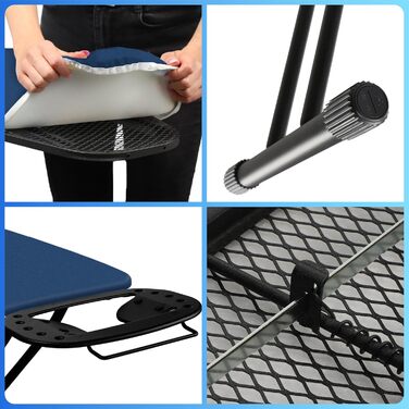 КADAX Прасувальна дошка, 120x38 см, складна, регульована висота, для прасування з парою, з антиковзними ніжками, з підкладкою з піною 8 мм (Темно-синій)