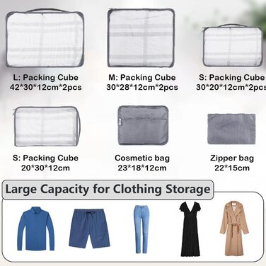 Органайзер для валізи 12 шт. - Набір водонепроникних кубиків для подорожей, сімейних поїздок та зберігання вдома (Сірий)