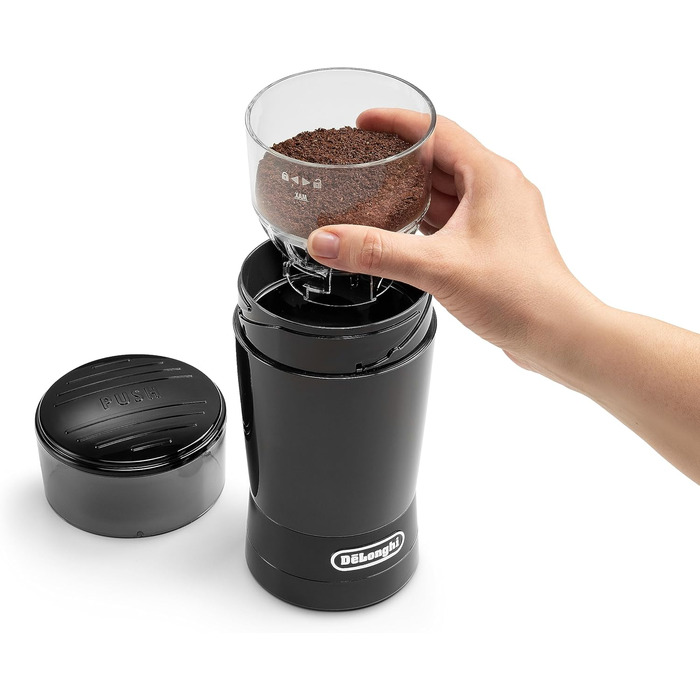 Електрична кавомолка De'Longhi KG200 з лезом, нержавіюча сталь, чорна