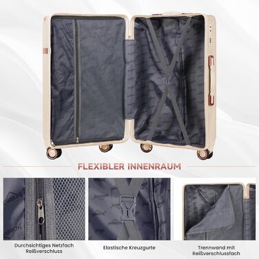 Набір валіз Homelux 3 шт. Бежевий, ABS, M-L-XL - Hartschale Reisekoffer