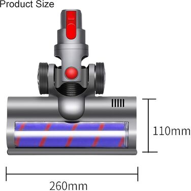 Електрична турбо-щітка Italdos для пилососів Dyson V7 V8 V10 V11 V12 V15 з LED-підсвічуванням та великими колесами