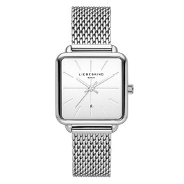Годинник наручний Liebeskind Berlin для жінок – Квартц з квадратним корпусом 28x28 мм – Водостійкий 3 ATM – Браслет з нержавіючої сталі, шкіри або сітки – Сучасний та універсальний, сріблястий сітчастий браслет