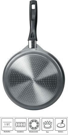 STONELINE Back to Nature Crepe Pan Induction 25 cm, Omelette pan coated with real stone particles, Pancake/Pancake pan non-stick, Fat-free frying, All stovetops, (Grey)