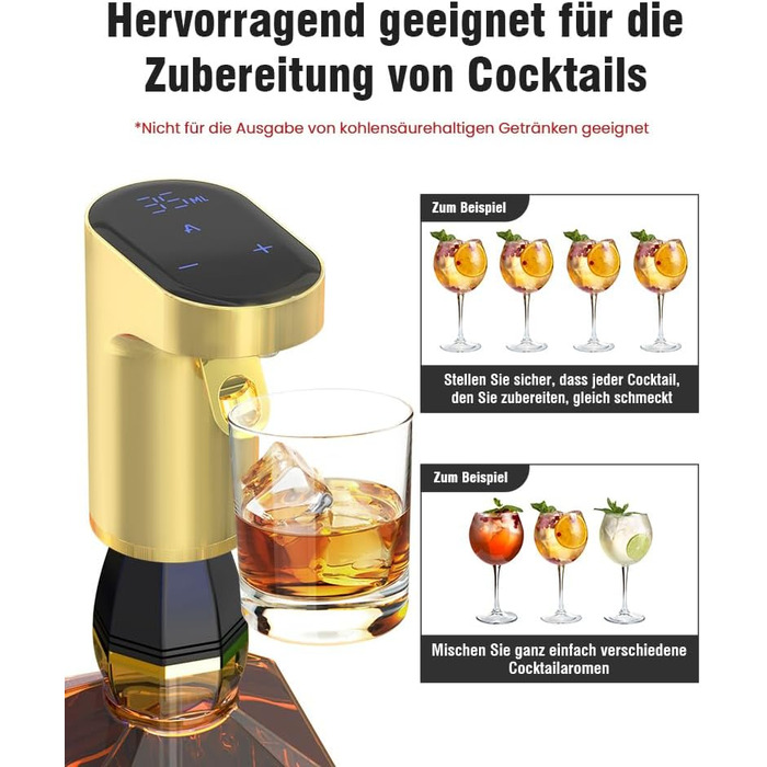 Electric Wine Decanter, Aerator, Dispenser, Pourer, Whisky Liqueur Pump, Funny, Unique, Birthday Gift, Men, Women, Mom, Dad, Boss, Brother, Husband (Gold)