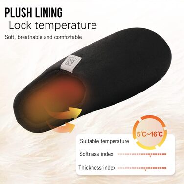 Тапочки для дому WateLves з Memory Foam для жінок та чоловіків, чорні, 46/47 EU