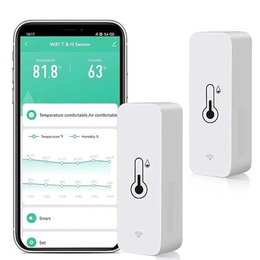 WiFi Hygrometer Thermometer Sensor: Smart Temperature Humidity Monitor, with Remote Monitoring and TUYA APP Notification Alarm, No Hub Required, Works with Alexa (2-Pack)