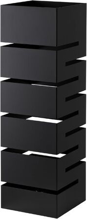 Підставка для парасольки Baroni Home з сучасним дизайном, метал, геометрія, з гачками та знімним піддоном, чорний, 15,5x15x49 см