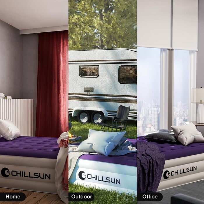 Надувний матрац CHILLSUN 190x100x40 см з вбудованим насосом. Самостійно надувний, для дому, гостей, кемпінгу та подорожей. Односпальний/Twin матрац 41 см